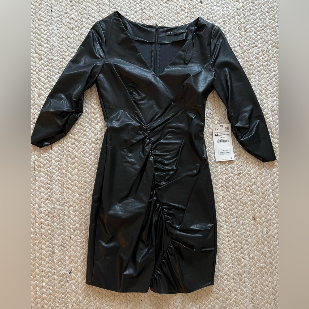 NEW Zara faux leather dress size xs
